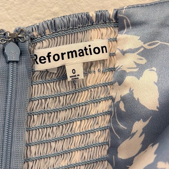 Reformation Barrow Silk Aliso Light Blue & Ivory Floral Strapless Maxi Dress - Picture 3 of 6